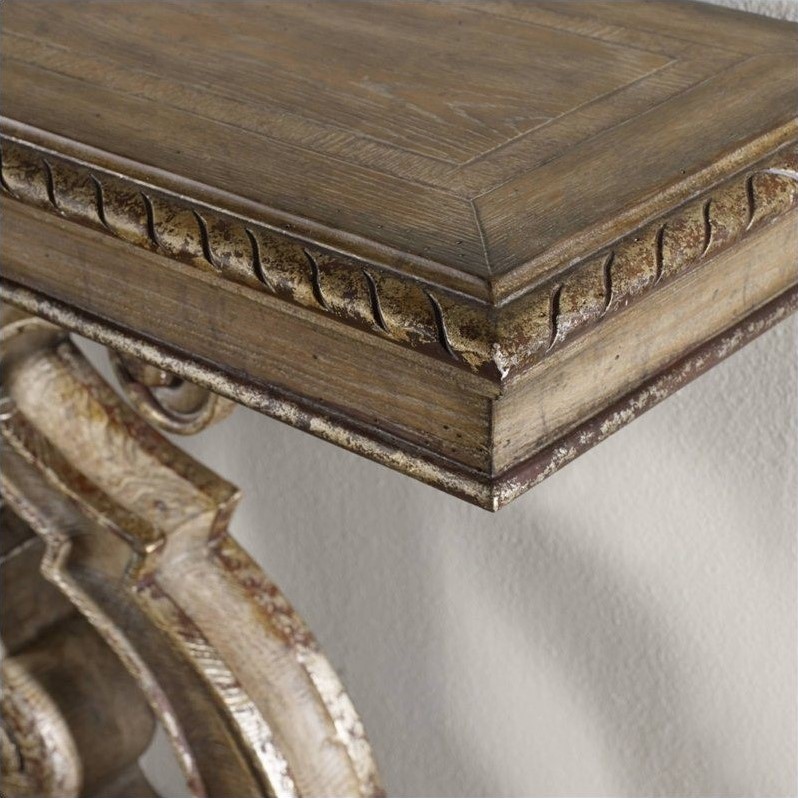 Bowery Hill Traditional Wood Console Table in Weathered Oak Finish
