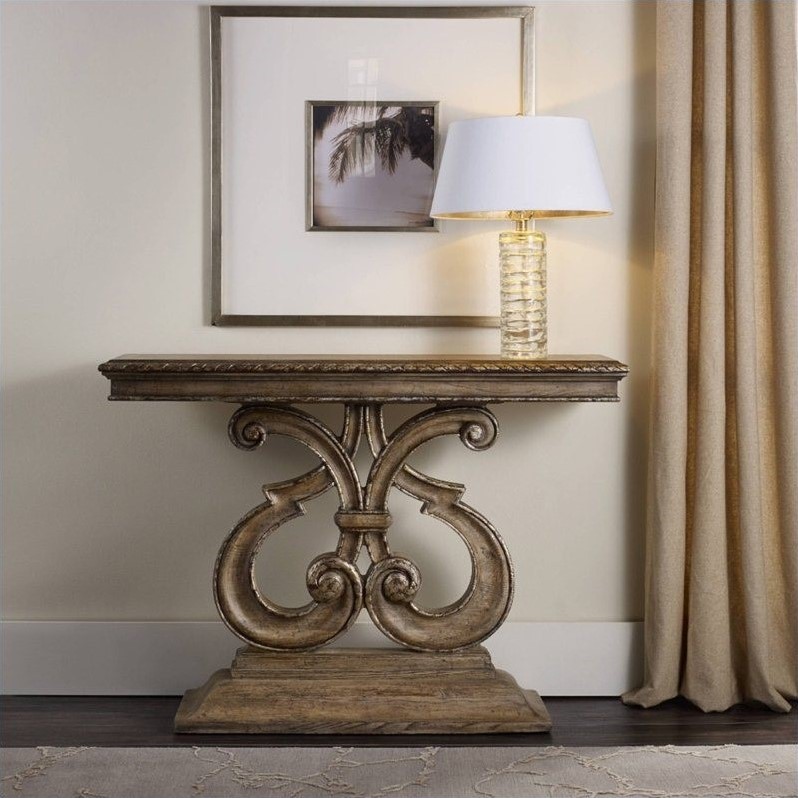 Bowery Hill Traditional Wood Console Table in Weathered Oak Finish