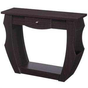 Bowery Hill Modern Wood 1-Drawer Console Table in Walnut