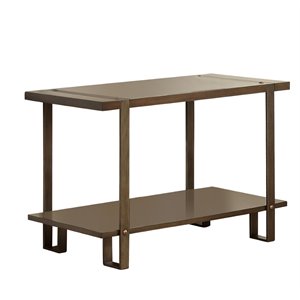 bowery hill industrial wood 1-shelf console table in dark oak