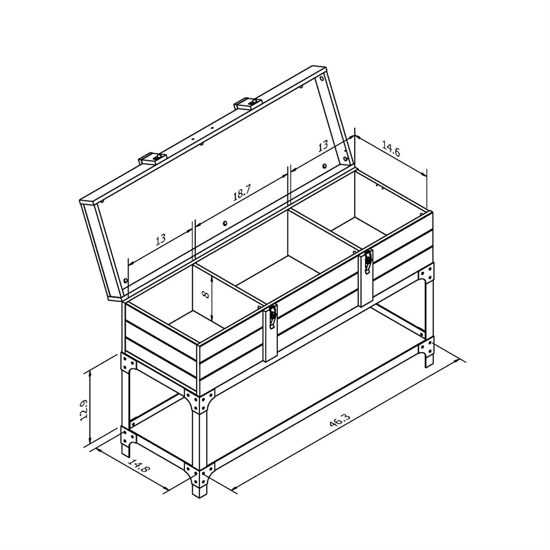 Bowery Hill Industrial Wood Lift Top Console Table in Vintage Walnut