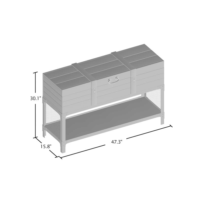Bowery Hill Industrial Wood Lift Top Console Table in Vintage Walnut