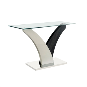 Bowery Hill Contemporary Tri Glass Top Console Table in White and Dark Gray