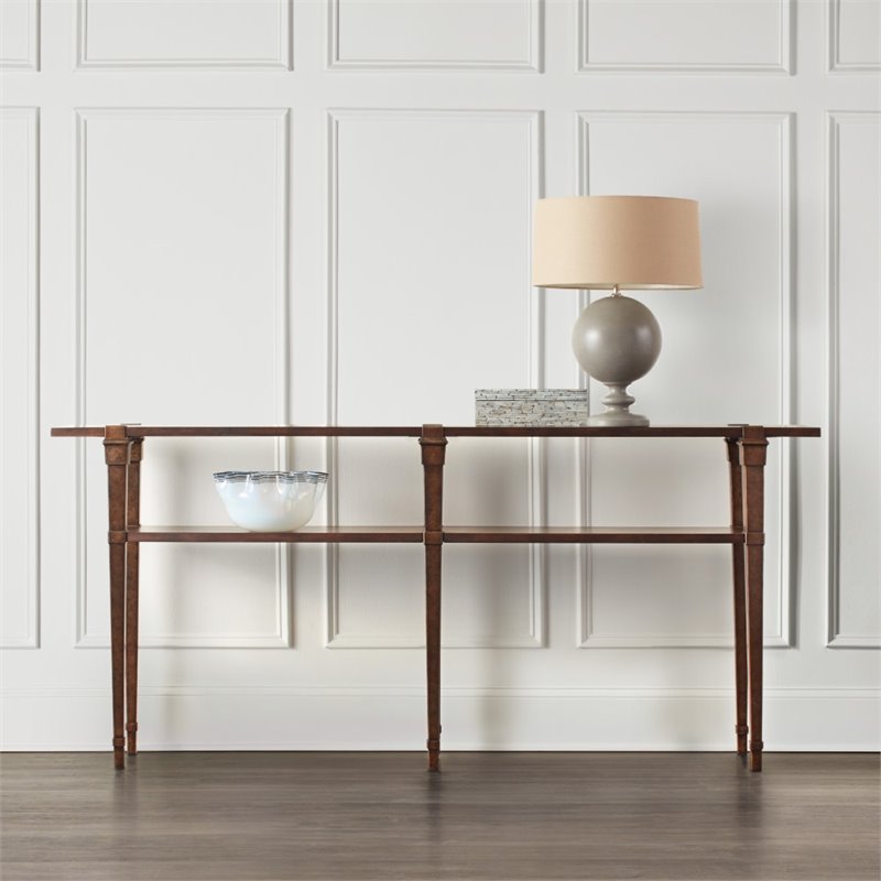 Bowery Hill Contemporary Solid Wood Skinny Console Table in Dark Wood