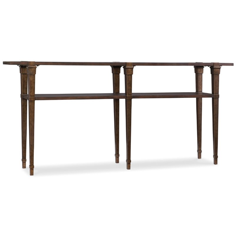 Bowery Hill Contemporary Solid Wood Skinny Console Table in Dark Wood