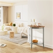 Bowery Hill Contemporary Stone Console Table in Gray Oak and Gray