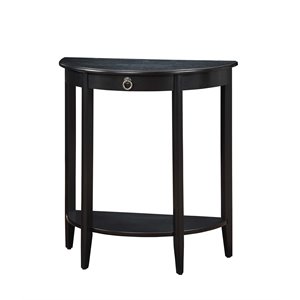Bowery Hill Contemporary Wood Hald Moon Shaped Console Table in Black