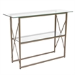 Bowery Hill Contemporary Glass Top Console Table in Matte Gold