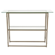 Bowery Hill Contemporary Glass Top Console Table in Matte Gold