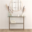 Bowery Hill Contemporary Glass Top Console Table in Matte Gold