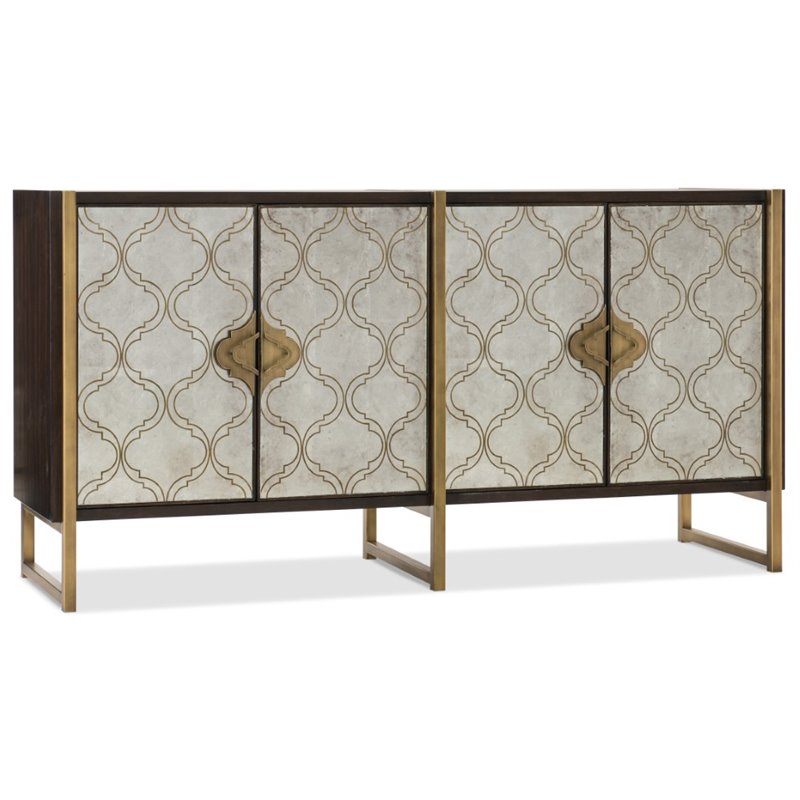 Bowery Hill Contemporary Wood Classic Media Credenza in Dark Wood