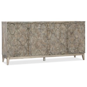 bowery hill contemporary media credenza in distressed medium wood