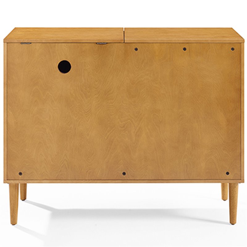 Bowery Hill Mid-Century Wood Media Console Table in Acorn Brown/Gold