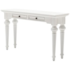 bowery hill mid-century 2 drawer console table in pure white