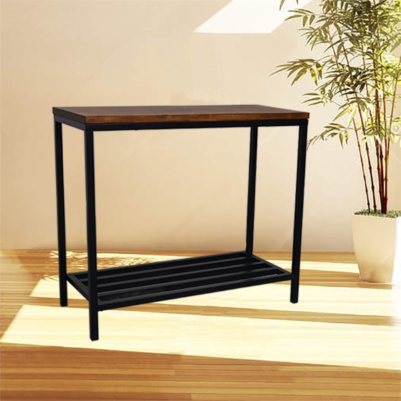 Bowery Hill Transitional Wood and Metal Console in Chestnut
