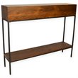 Bowery Hill Modern Metal Console in Chestnut and Black