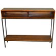 Bowery Hill Modern Metal Console in Chestnut and Black