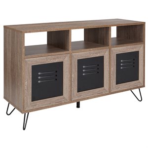 Bowery Hill Contemporary 3 Cubby Console Table in Rustic and Black