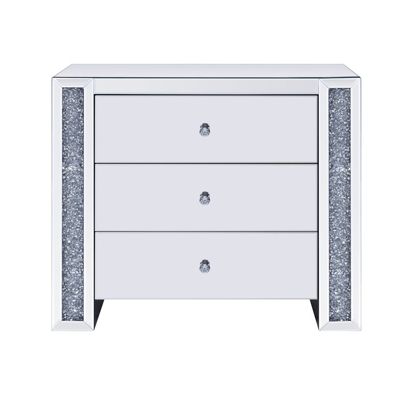 Bowery Hill Contemporary Console Table in Mirrored and Faux Diamonds