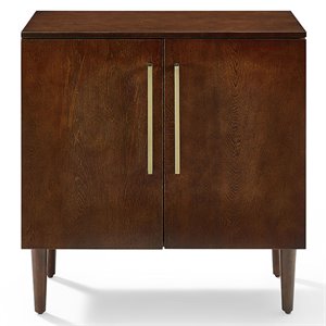 bowery hill modern 2 door glass console table in mahogany