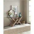 Bowery Hill Mid-Century Glass Top Accent Console in Greige Sand-Blasted Finish