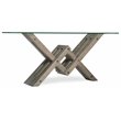 Bowery Hill Mid-Century Glass Top Accent Console in Greige Sand-Blasted Finish