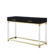 Bowery Hill Modern 2-Drawer Metal Console Table with Acrylic Legs in Black/Gold