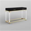 Bowery Hill Modern 2-Drawer Metal Console Table with Acrylic Legs in Black/Gold