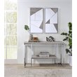 Bowery Hill Contemporary Metal Sofa Table in Natural Oak & Chrome