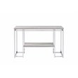 Bowery Hill Contemporary Metal Sofa Table in Natural Oak & Chrome