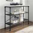 Bowery Hill Metal/Faux Marble Console Table in Matte Black/White