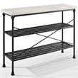 Bowery Hill Metal/Faux Marble Console Table in Matte Black/White