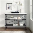 Bowery Hill Metal/Faux Marble Console Table in Matte Black/White