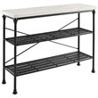 Bowery Hill Metal/Faux Marble Console Table in Matte Black/White