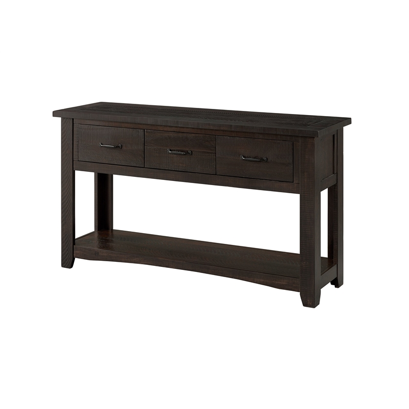 Bowery Hill Contemporary Rustic 3 Drawer Sofa - Console Table Antique Black