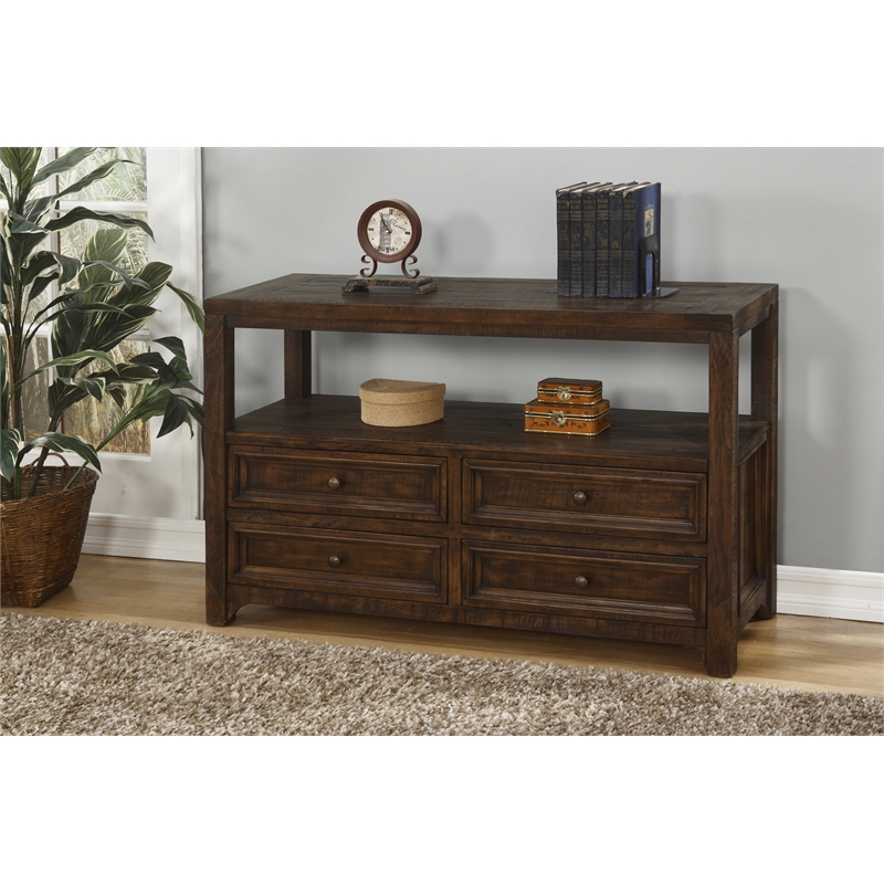 Bowery Hill Farmhouse Solid Wood 4 Drawer Sofa Console Table