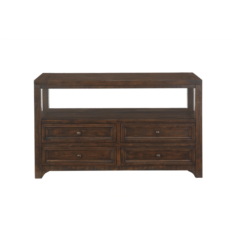 Bowery Hill Farmhouse Solid Wood 4 Drawer Sofa Console Table