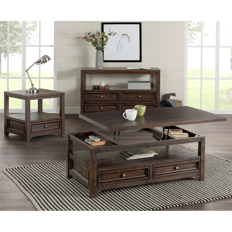 Bowery Hill Farmhouse Solid Wood 4 Drawer Sofa Console Table