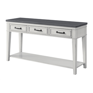 Bowery Hill Farmhouse 3 Drawer Sofa Console Table White and Grey