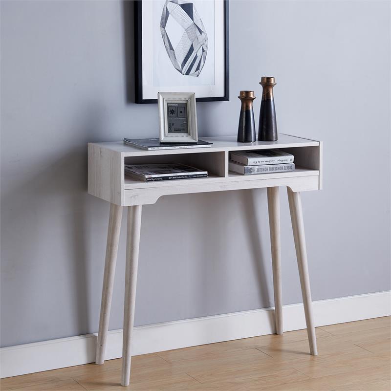 Bowery Hill Contemporary Wood Console Table in Weathered White