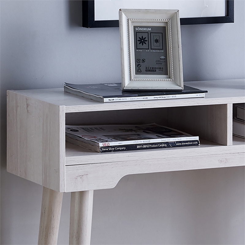 Bowery Hill Contemporary Wood Console Table in Weathered White
