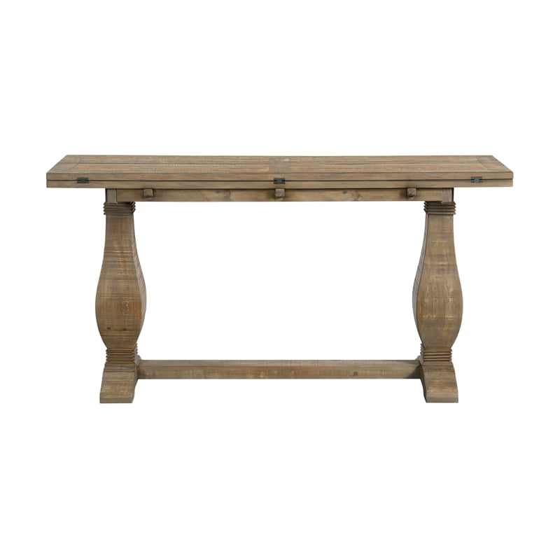 Bowery Hill Contemporary Solid Wood Flip Top Sofa Table Reclaimed Natural Brown