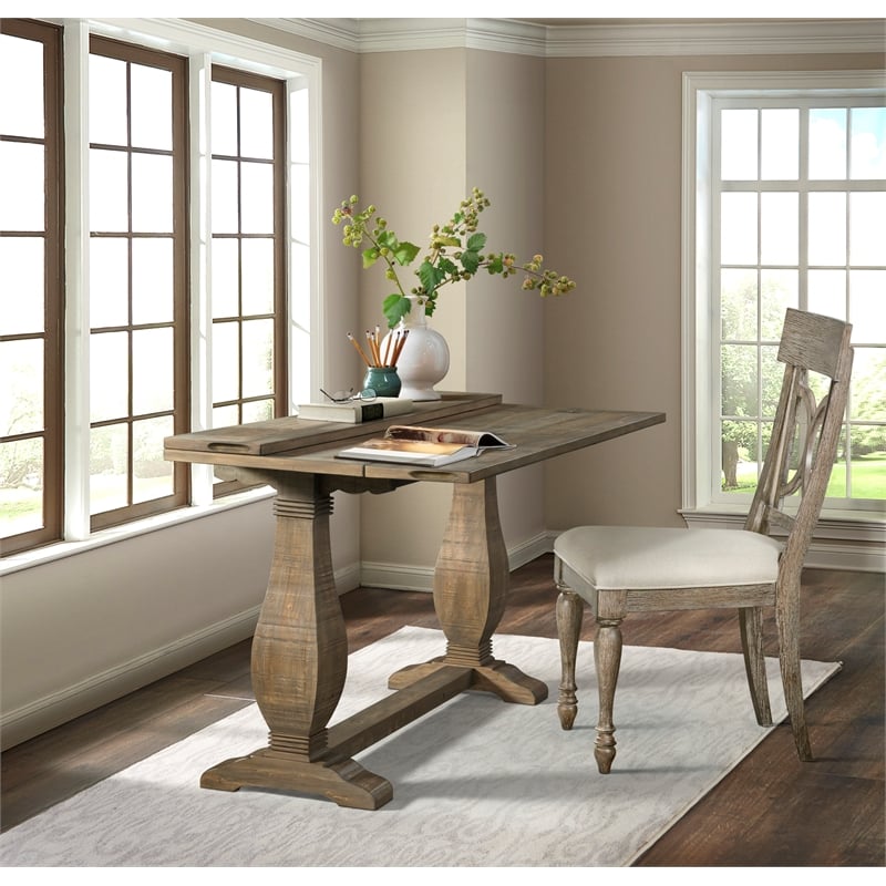 Bowery Hill Contemporary Solid Wood Flip Top Sofa Table Reclaimed Natural Brown