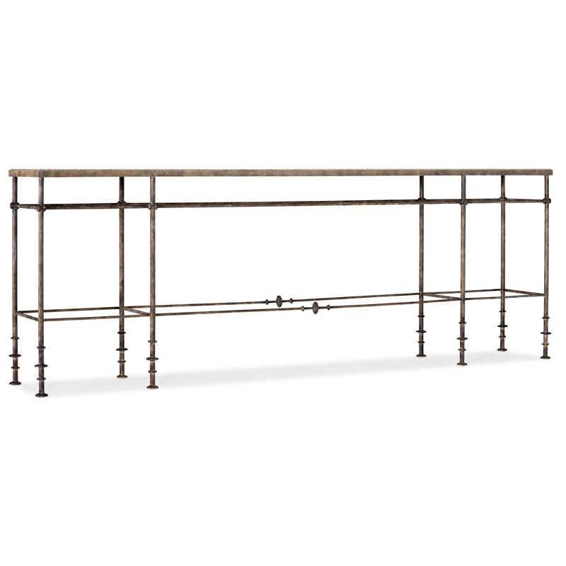 Bowery Hill Modern Metal and Stone Console in Distressed Oak