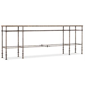 Bowery Hill Modern Metal and Stone Console in Distressed Oak