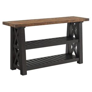 Bowery Hill Transitional 55&quot Solid Wood Sofa Table Black Stain and Natural
