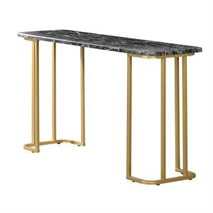 Bowery Hill Contemporary Metal Console Table in Black and Gold