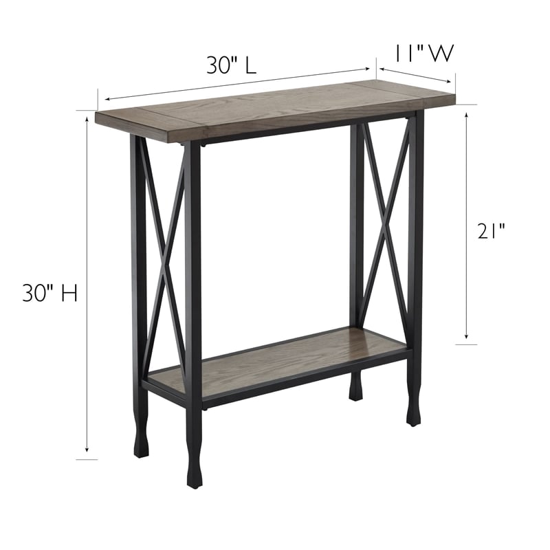 Bowery Hill Contemporary X-Design Wood Hall Console in Smoky Gray Oak