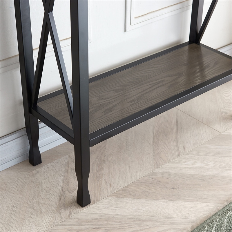 Bowery Hill Contemporary X-Design Wood Hall Console in Smoky Gray Oak