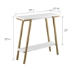 Bowery Hill Contemporary Wood Hall Console in White with Gold Metal Base